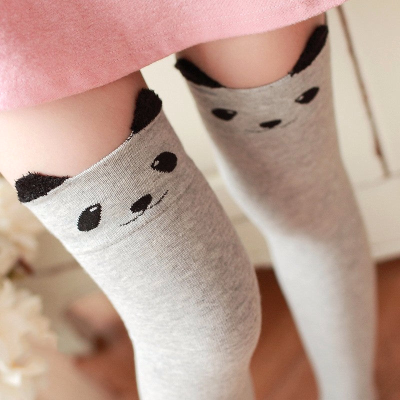 Cat Pattern Knee Socks