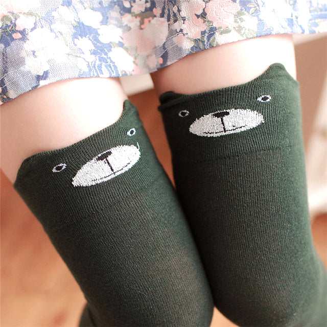 Cat Pattern Knee Socks