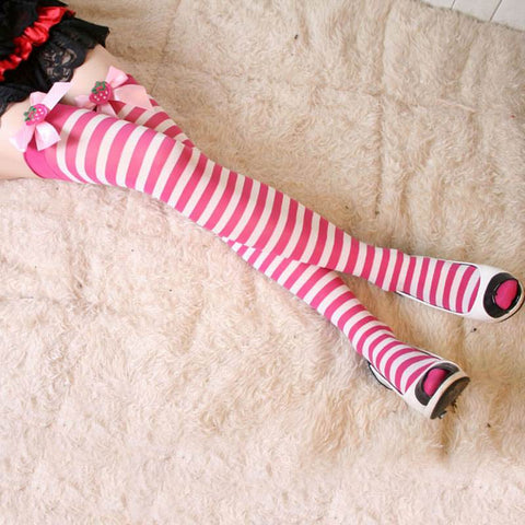 Girls Striped Knee Socks