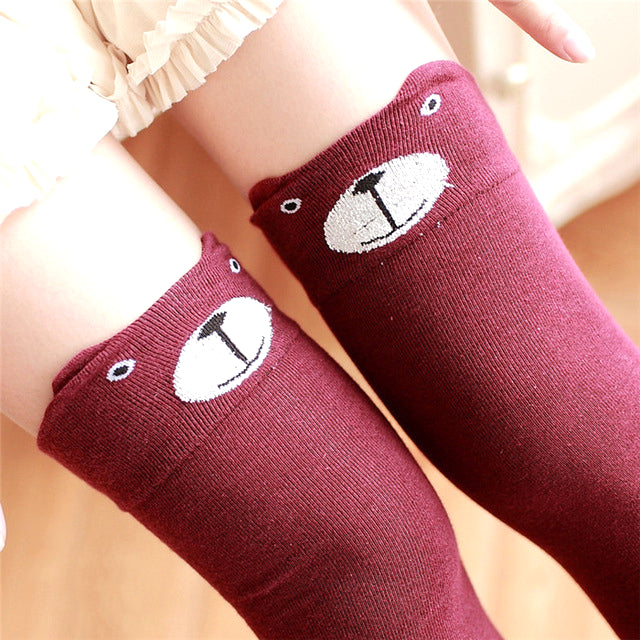 Cat Pattern Knee Socks